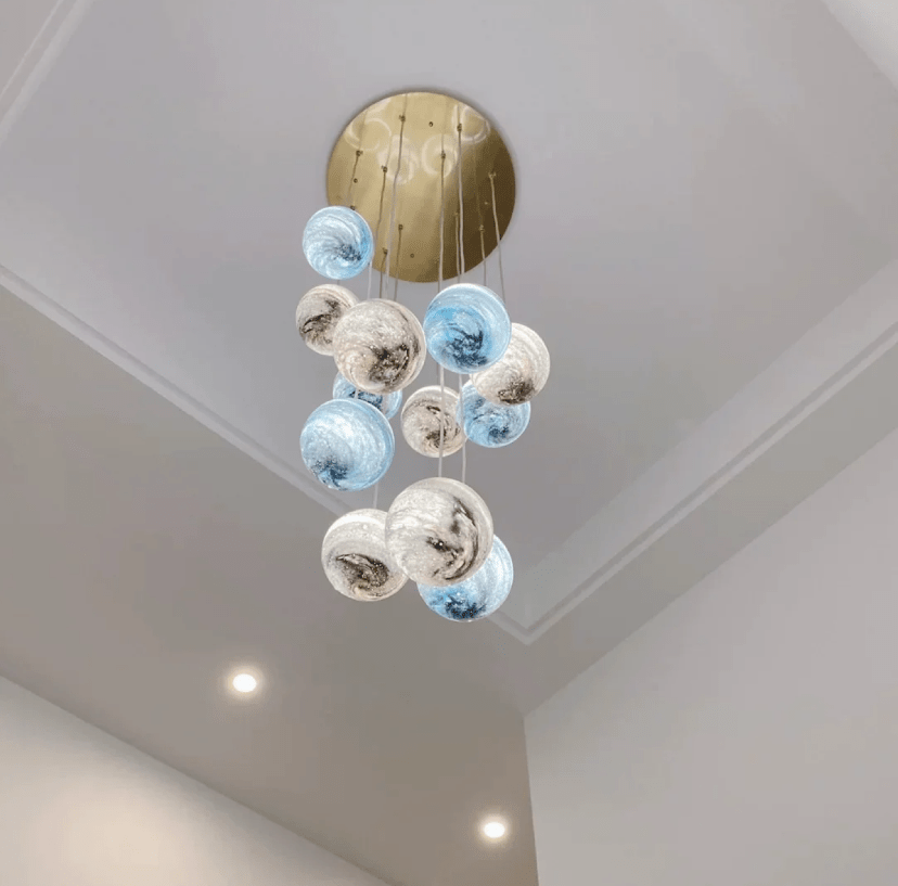 Nordic Planet Creative Long Pendant Chandelier For Staircase/Foyer/High-ceiling Hallway - GILDLAMPS