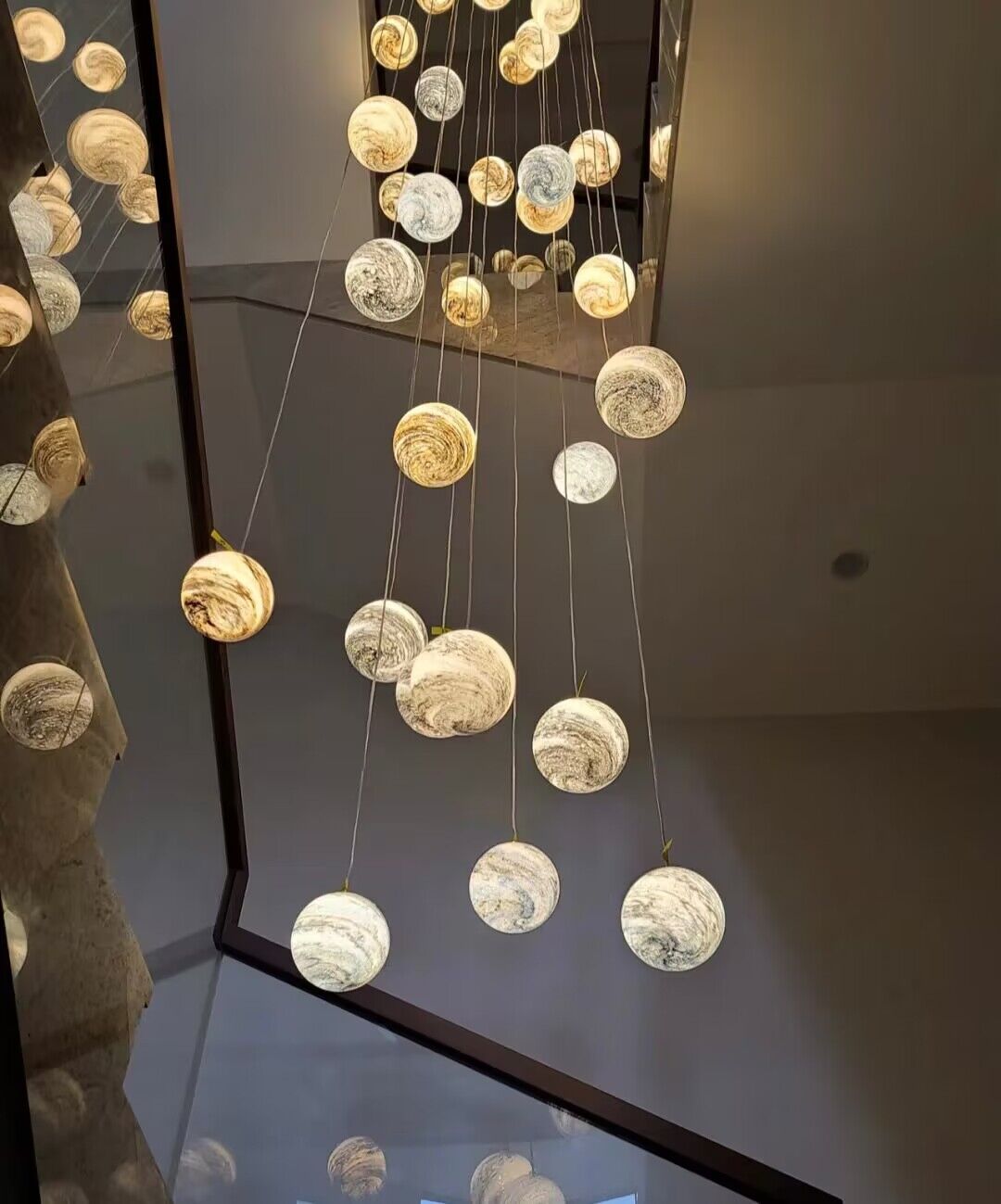 Nordic Planet Creative Long Pendant Chandelier For Staircase/Foyer/High-ceiling Hallway - GILDLAMPS