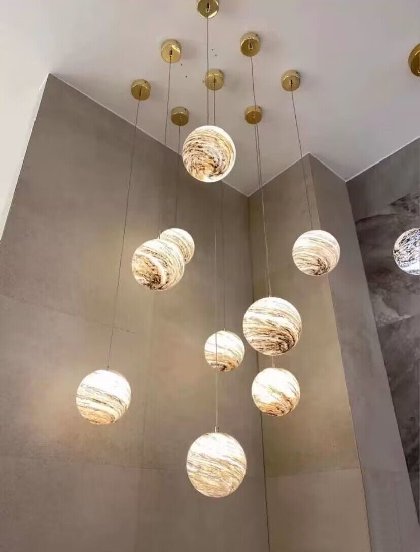 Nordic Planet Creative Long Pendant Chandelier For Staircase/Foyer/High-ceiling Hallway - GILDLAMPS