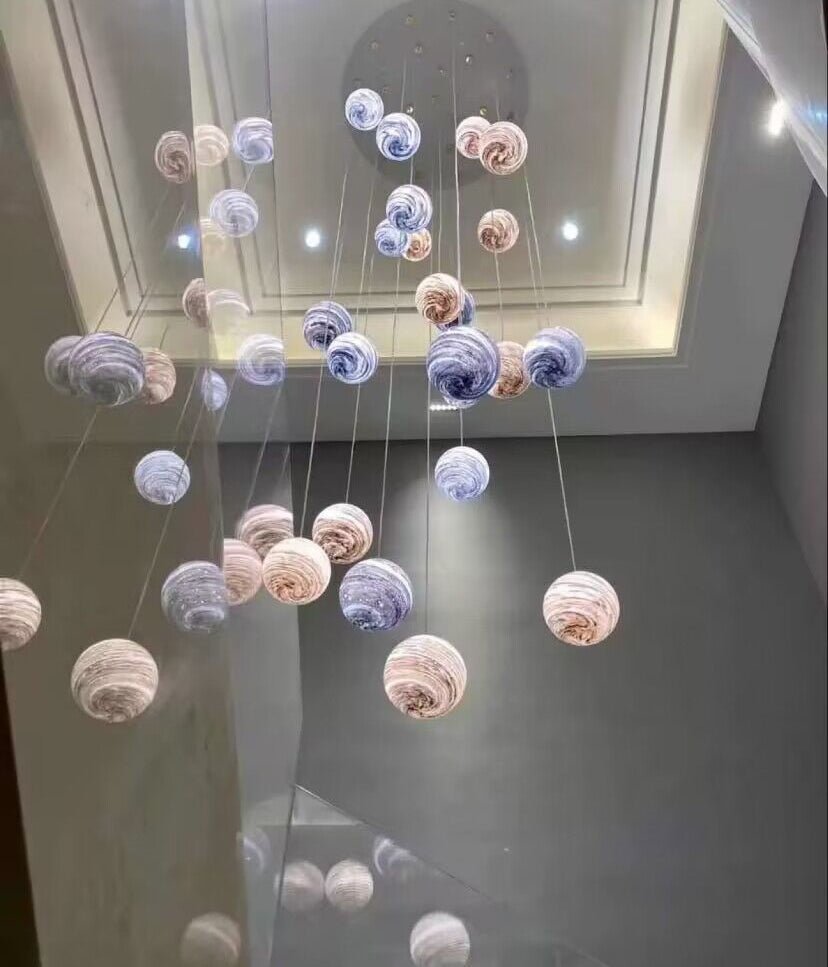 Nordic Planet Creative Long Pendant Chandelier For Staircase/Foyer/High-ceiling Hallway - GILDLAMPS