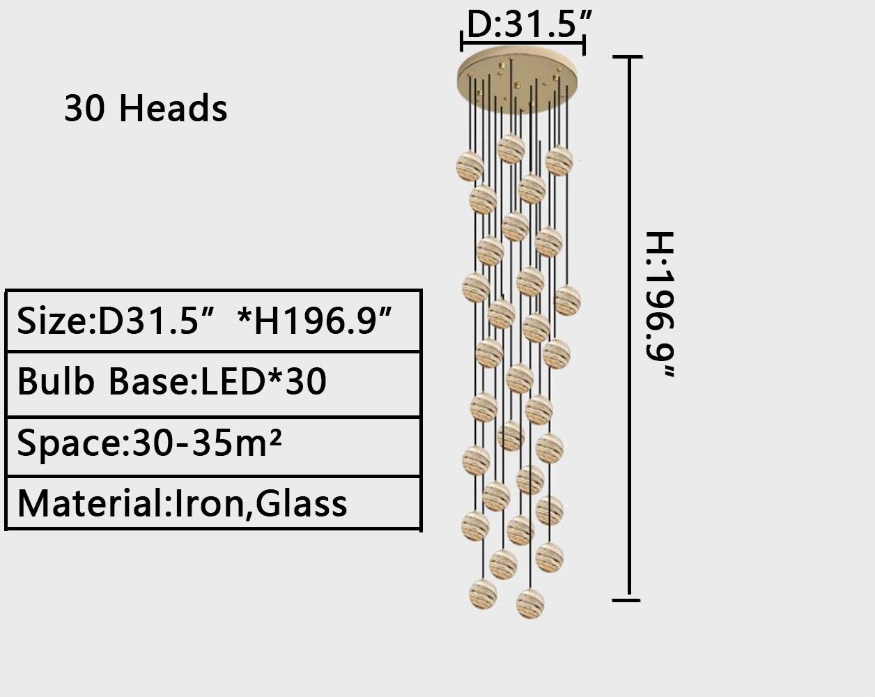 Nordic Planet Creative Long Pendant Chandelier For Staircase/Foyer/High-ceiling Hallway - GILDLAMPS