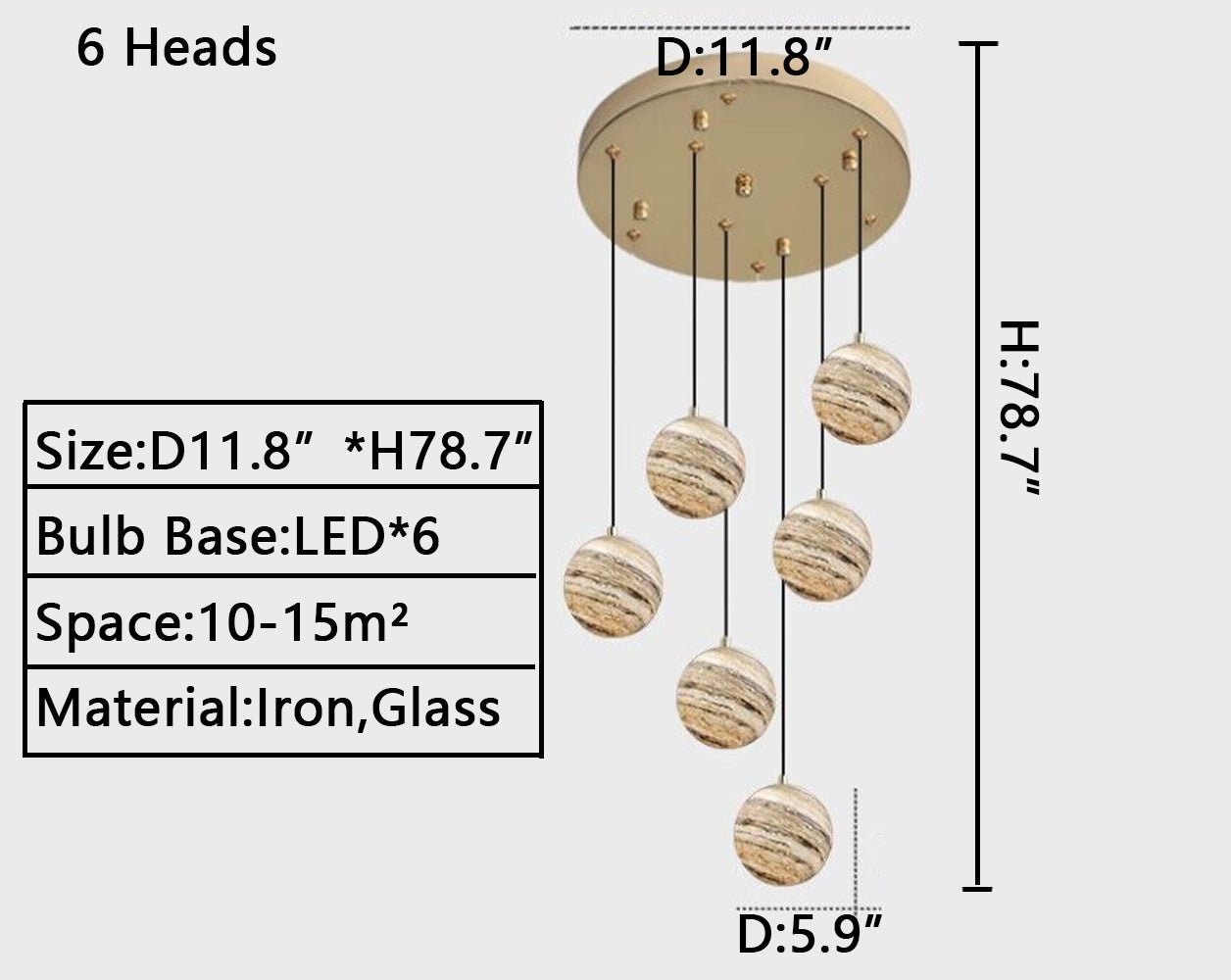 Nordic Planet Creative Long Pendant Chandelier For Staircase/Foyer/High-ceiling Hallway - GILDLAMPS
