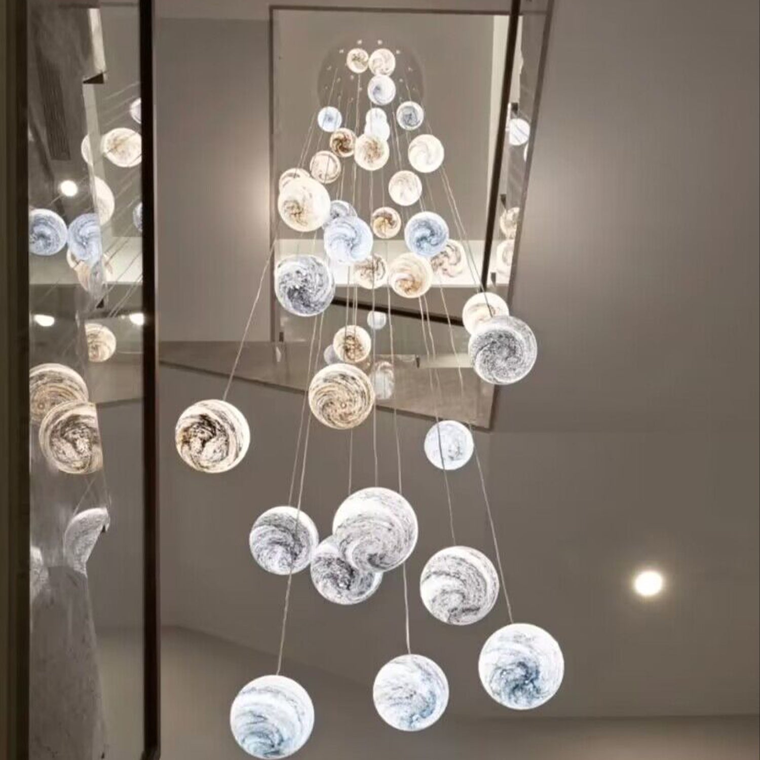 Nordic Planet Creative Long Pendant Chandelier For Staircase/Foyer/High-ceiling Hallway - GILDLAMPS