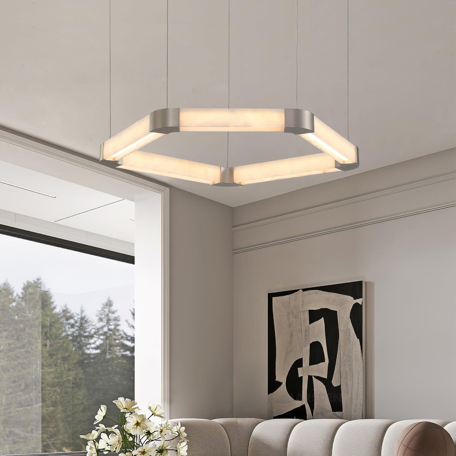 Ola Single Alabaster Ring Chandelier - GILDLAMPS