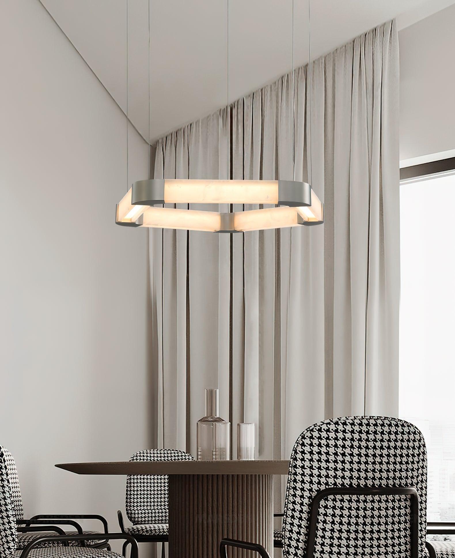 Ola Single Alabaster Ring Chandelier - GILDLAMPS