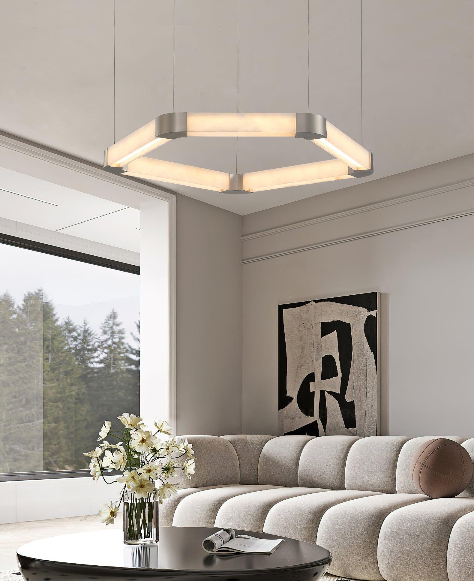 Ola Single Alabaster Ring Chandelier - GILDLAMPS