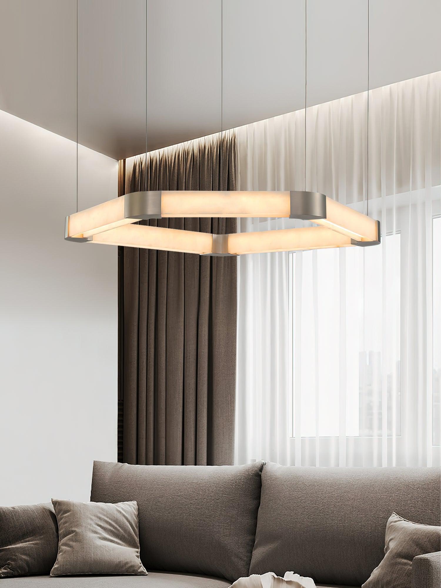 Ola Single Alabaster Ring Chandelier - GILDLAMPS