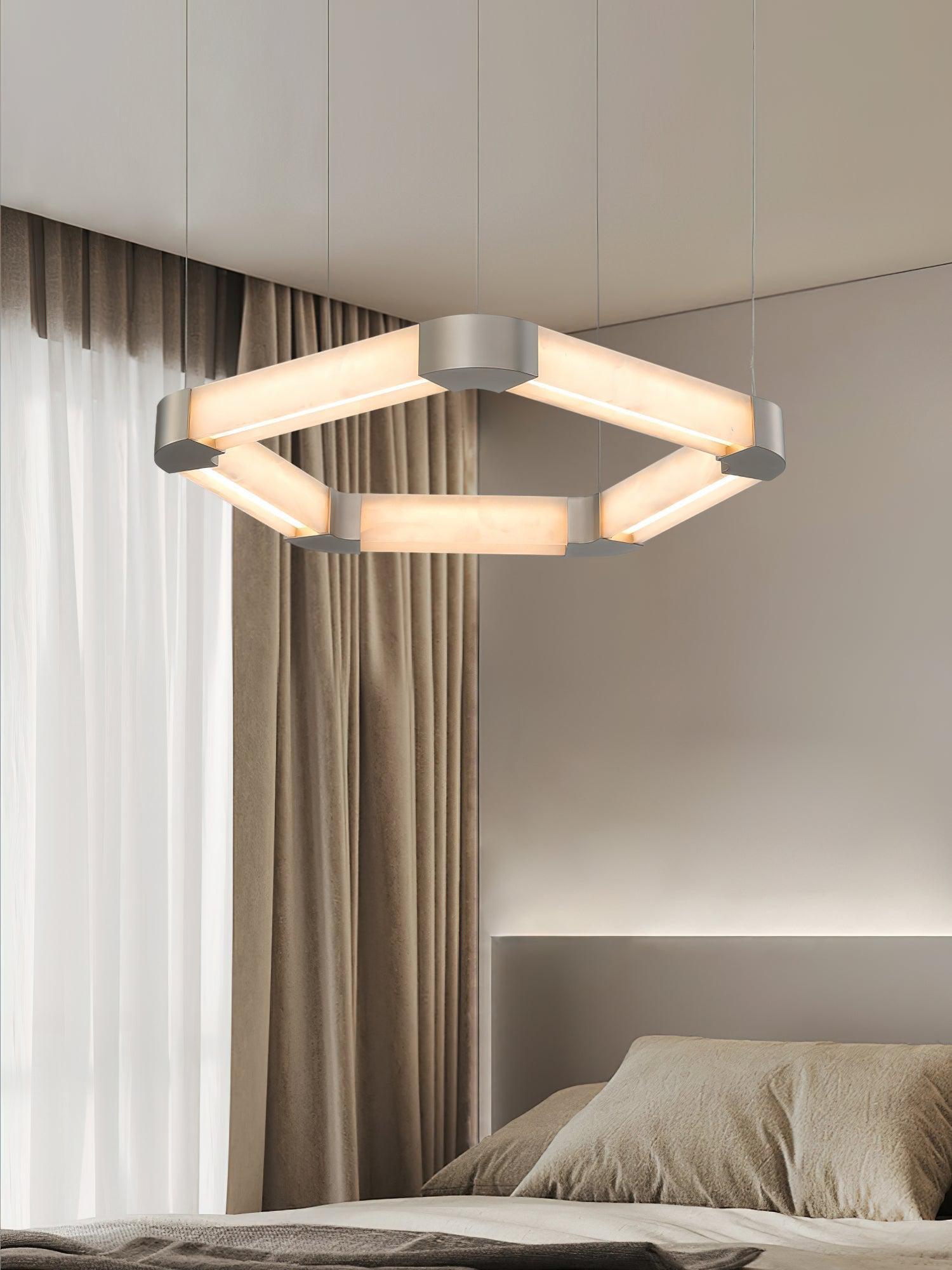 Ola Single Alabaster Ring Chandelier - GILDLAMPS