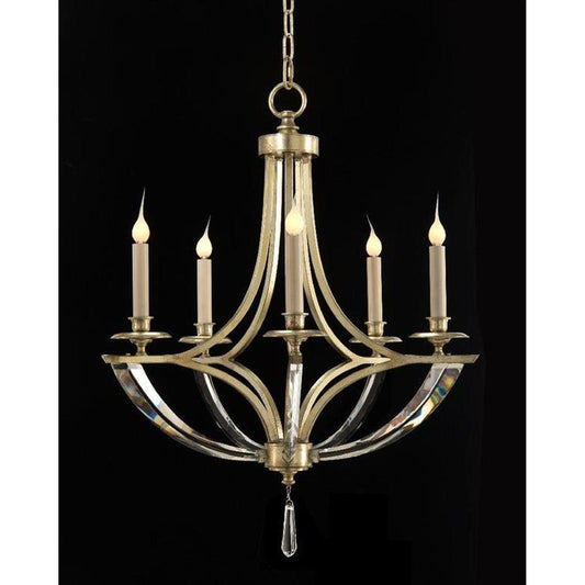Oval crystal candlestick five - light chandelier24 inch - GILDLAMPS