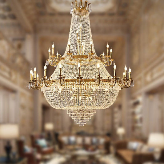 Oversized Luxury Double - layers Golden French Style Crystal Chandelier for Living/Dinning Room/Foyer/Hallway/Staircase - GILDLAMPS