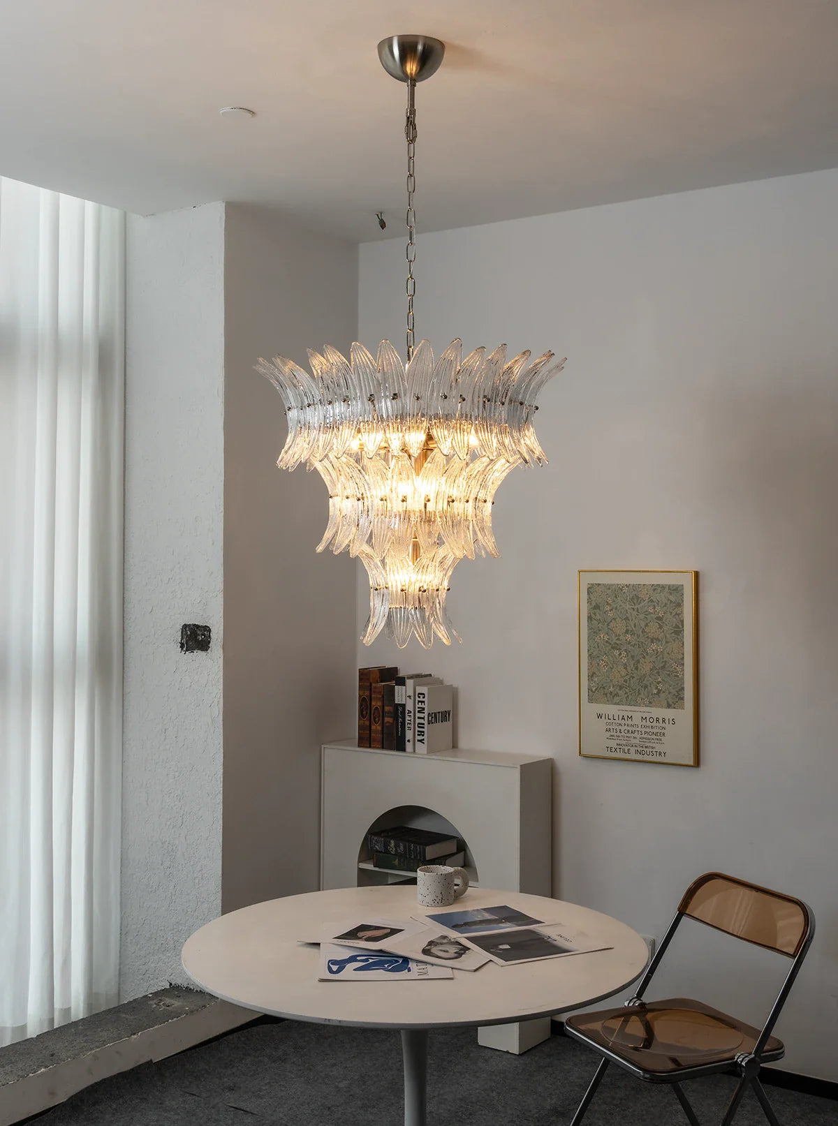 Palm Leaves Transparent Glass Chandelier