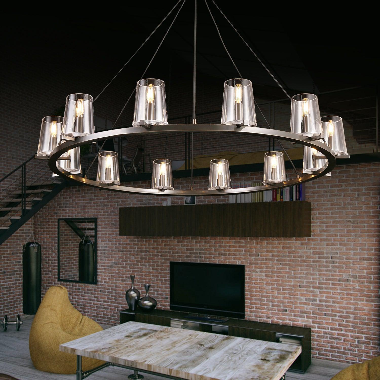 Paricia Clear Glass Round Chandelier 36" 48" 60" - GILDLAMPS