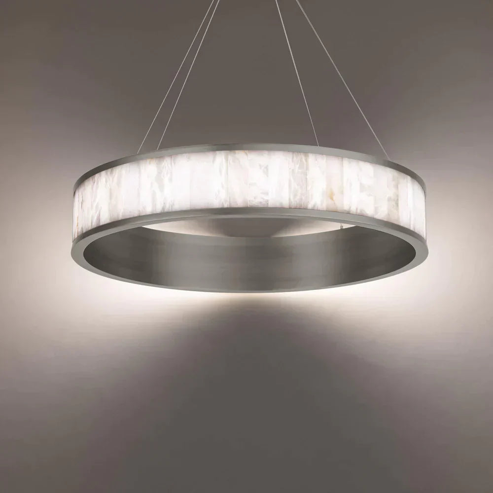 Alabaster Round Ring LED Chandelier 28"