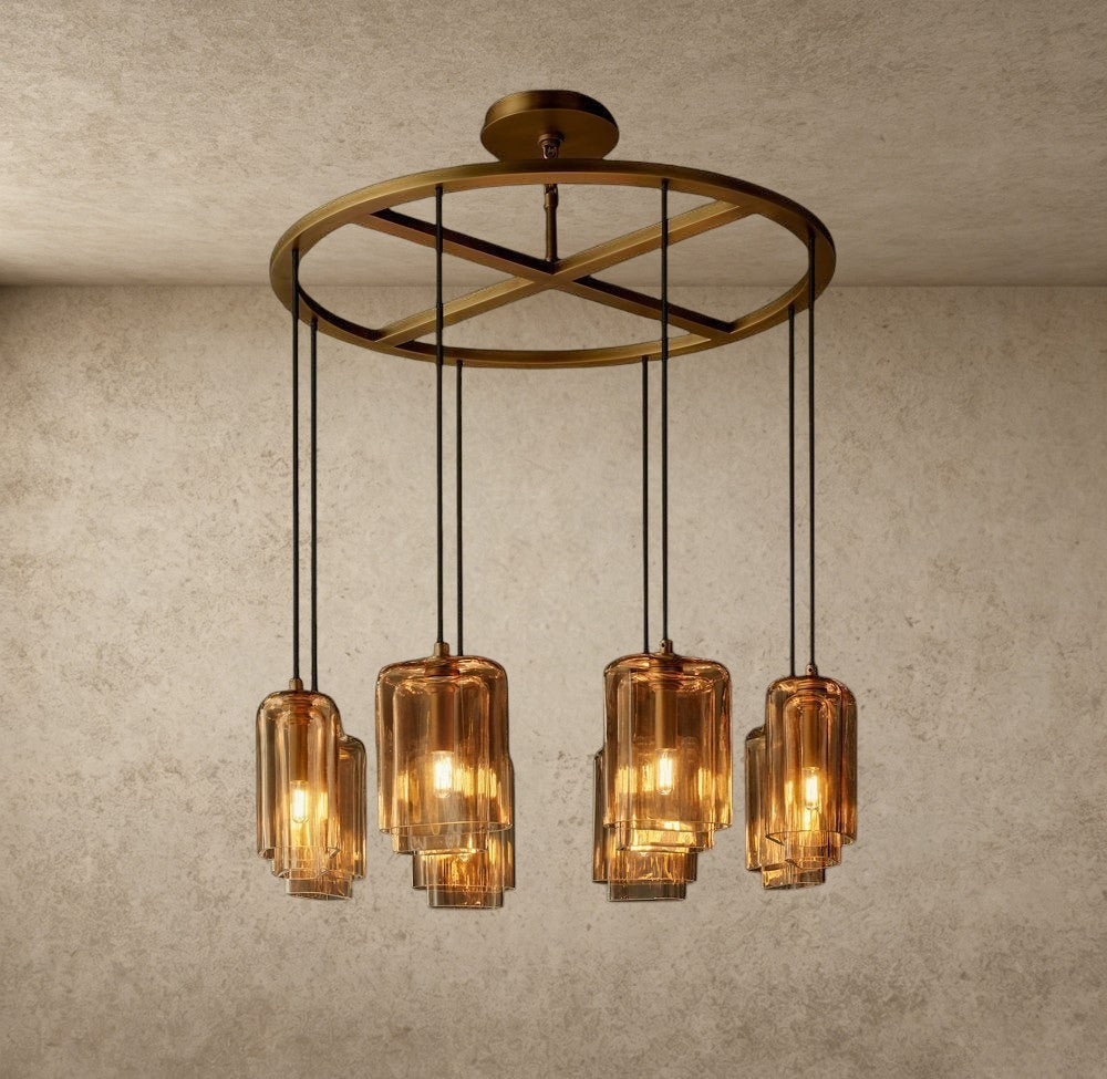 Lacour Amber Glass Round Chandelier