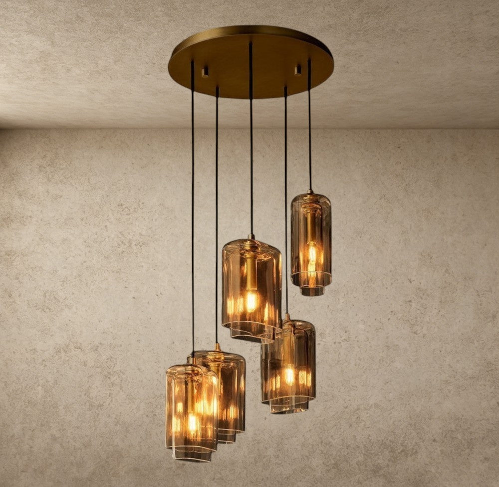 Lacour Amber Glass Cluster Chandelier