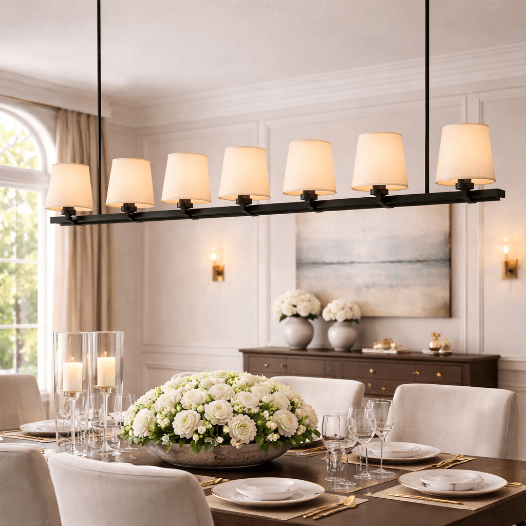Puailace Fabric Shade Linear Chandelier - GILDLAMPS