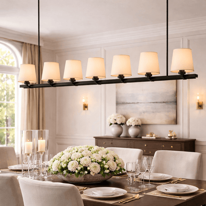 Puailace Fabric Shade Linear Chandelier - GILDLAMPS