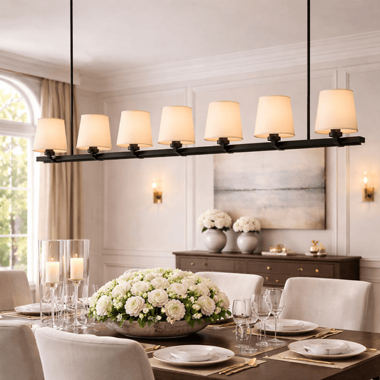 Puailace Fabric Shade Linear Chandelier - GILDLAMPS