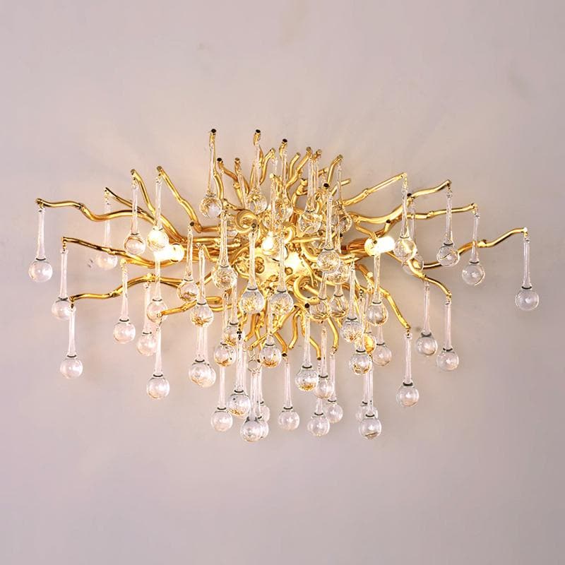 Rain Tree Crystal Teardrop Wall Sconce Gold Diameter 17" - GILDLAMPS