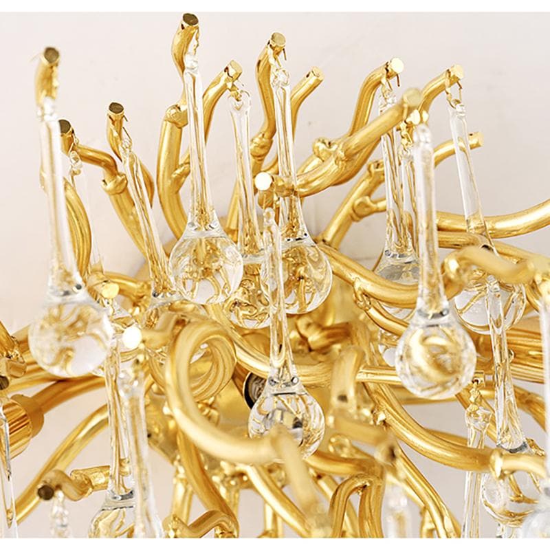 Rain Tree Crystal Teardrop Wall Sconce Gold Diameter 17" - GILDLAMPS