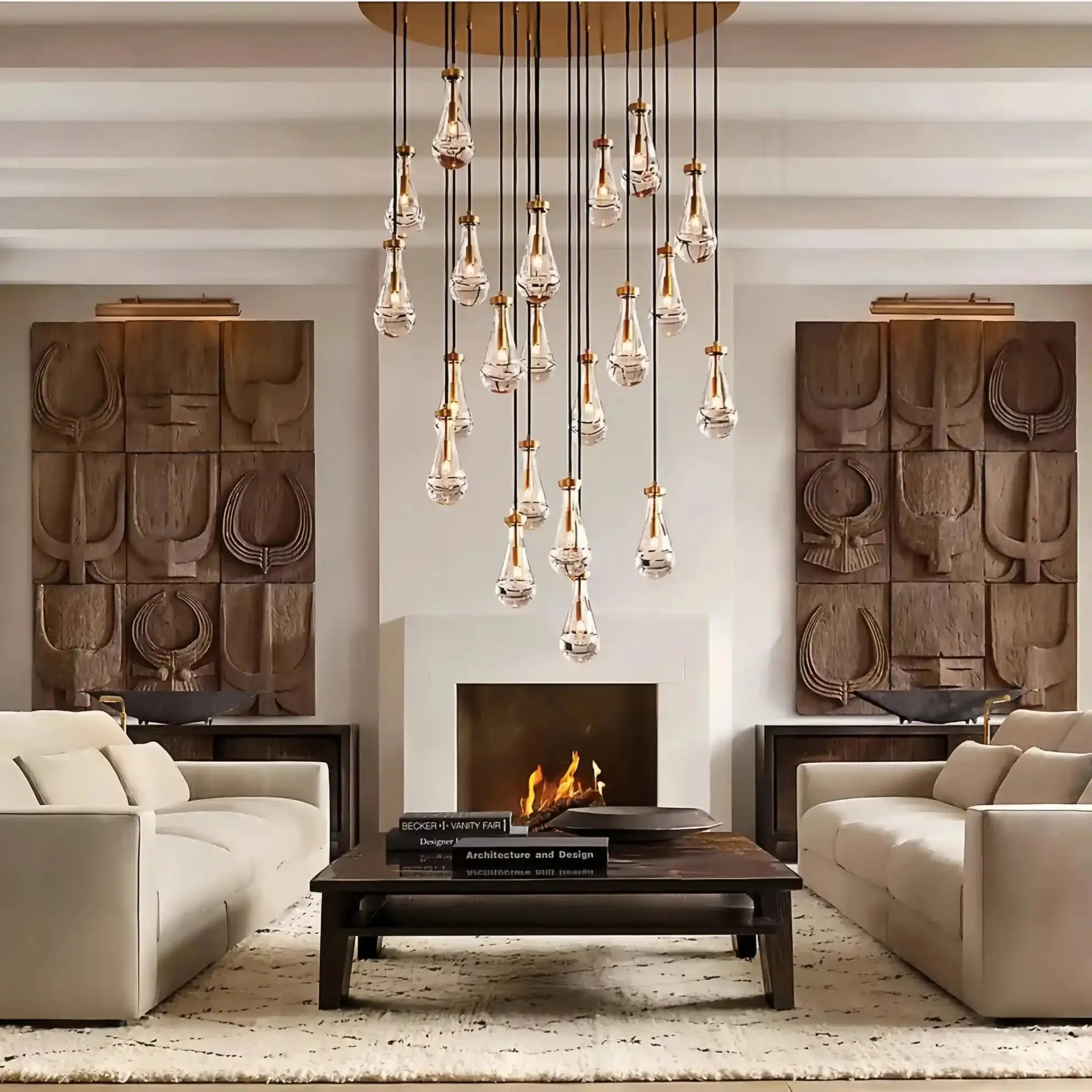 Raindrop Glass Linear Chandelier 54'' 72''
