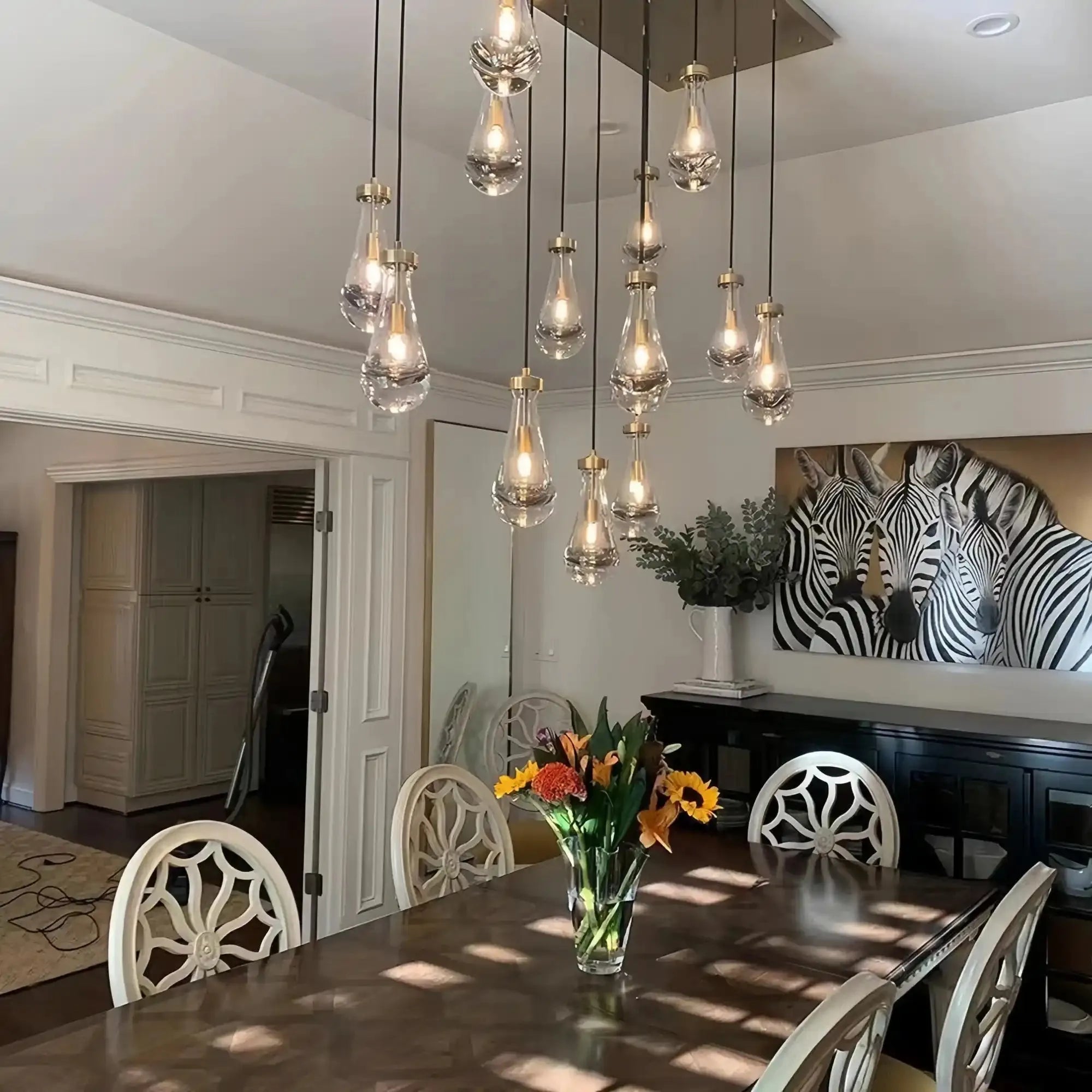 Raindrop Glass Linear Chandelier 54'' 72''
