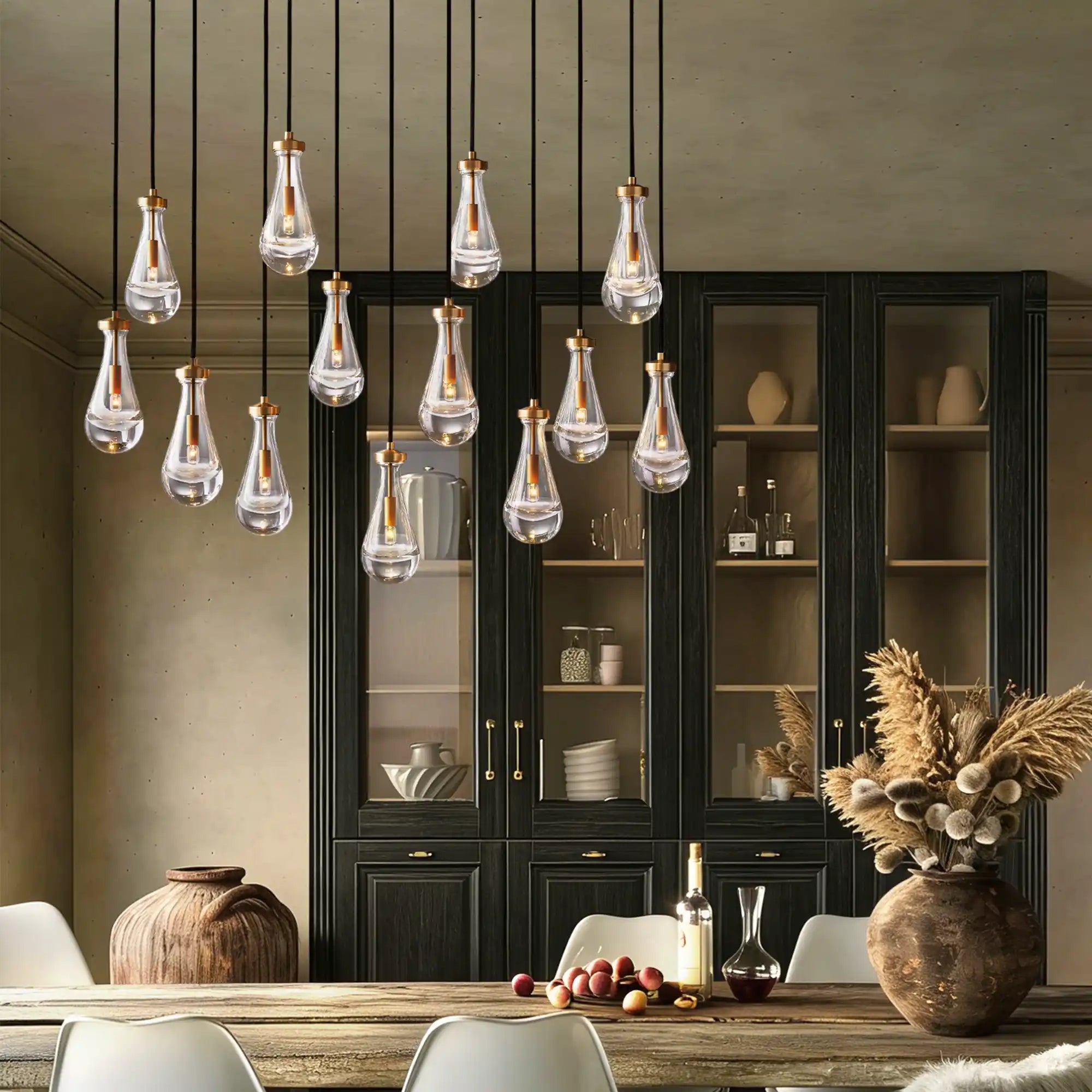 Raindrop Glass Linear Chandelier 54'' 72''