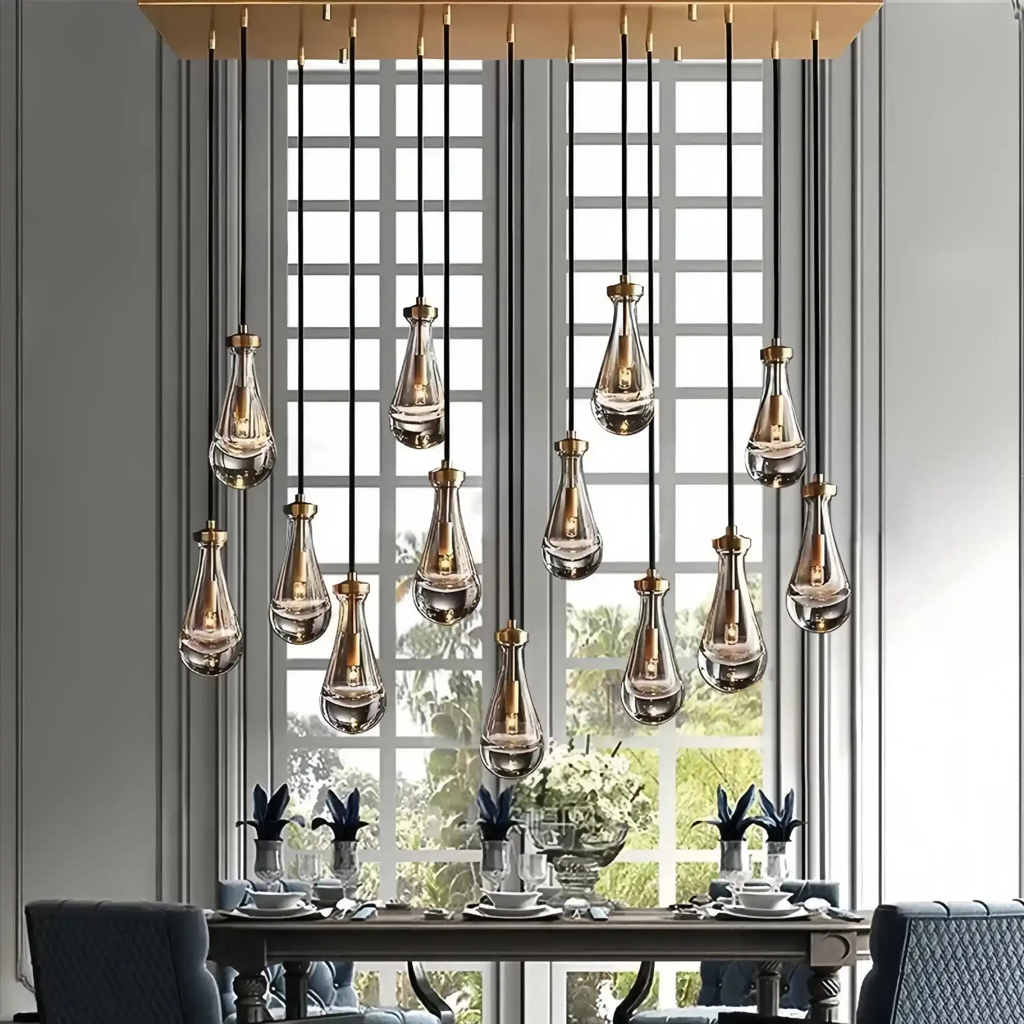Raindrop Glass Linear Chandelier 54'' 72''