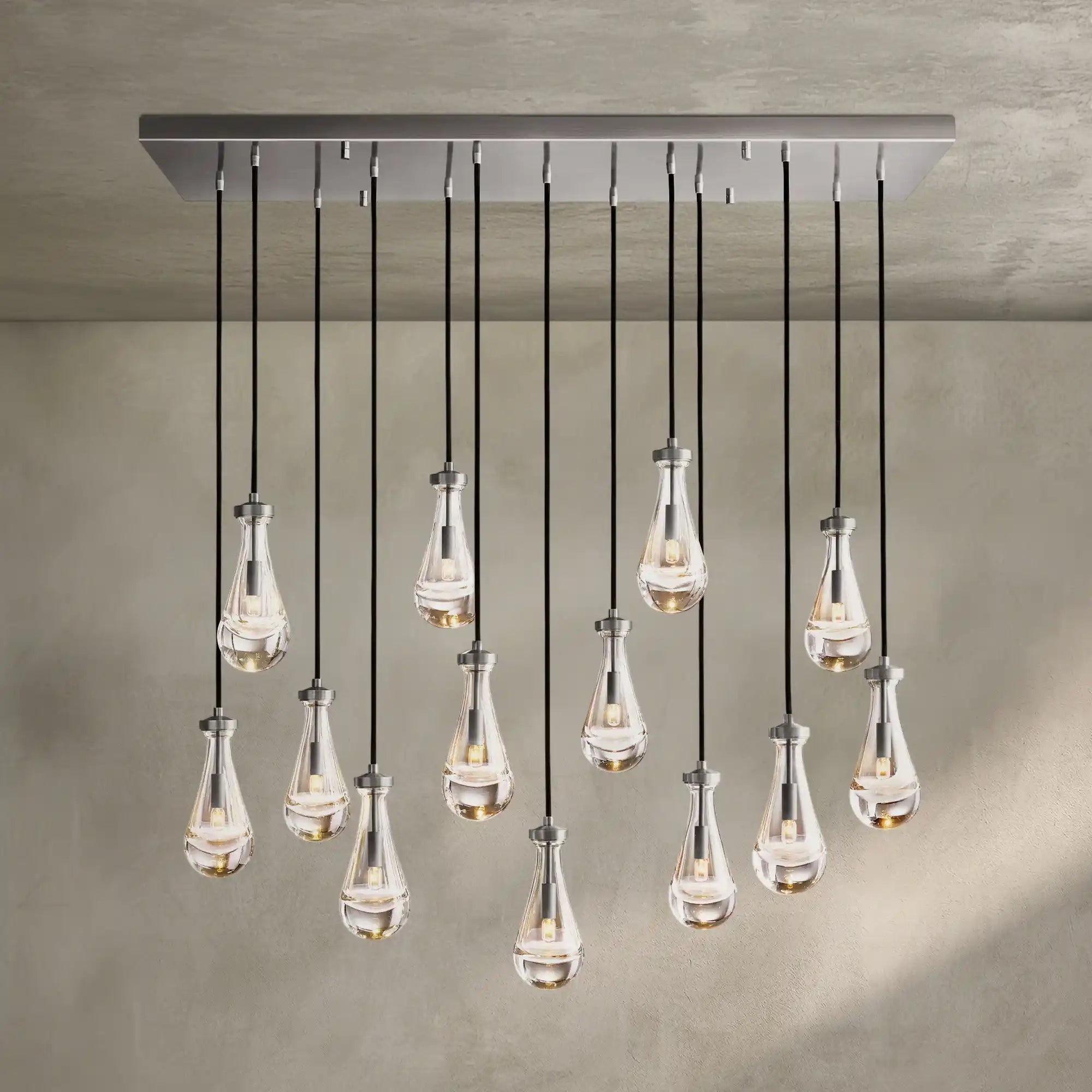 Raindrop Glass Linear Chandelier 54'' 72''