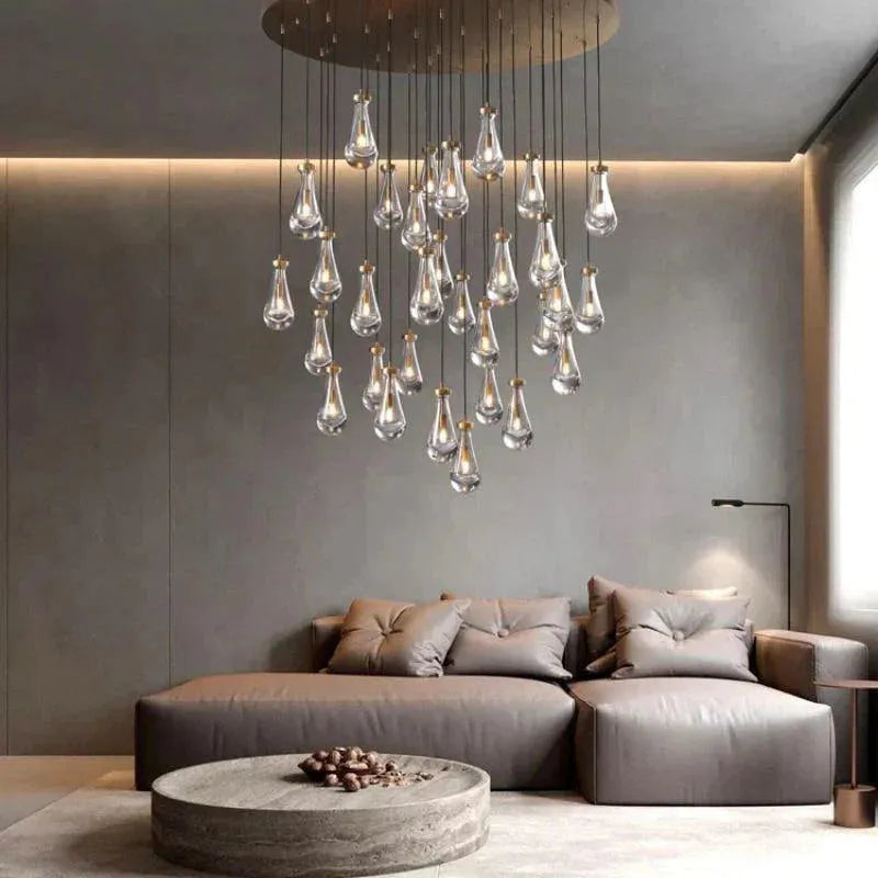 Raindrop Round Chandelier Modern Luxury Glass Chandelier For Living Room