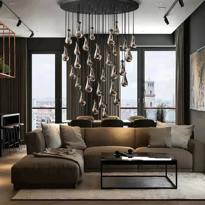 Raindrop Round Chandelier Modern Luxury Glass Chandelier For Living Room