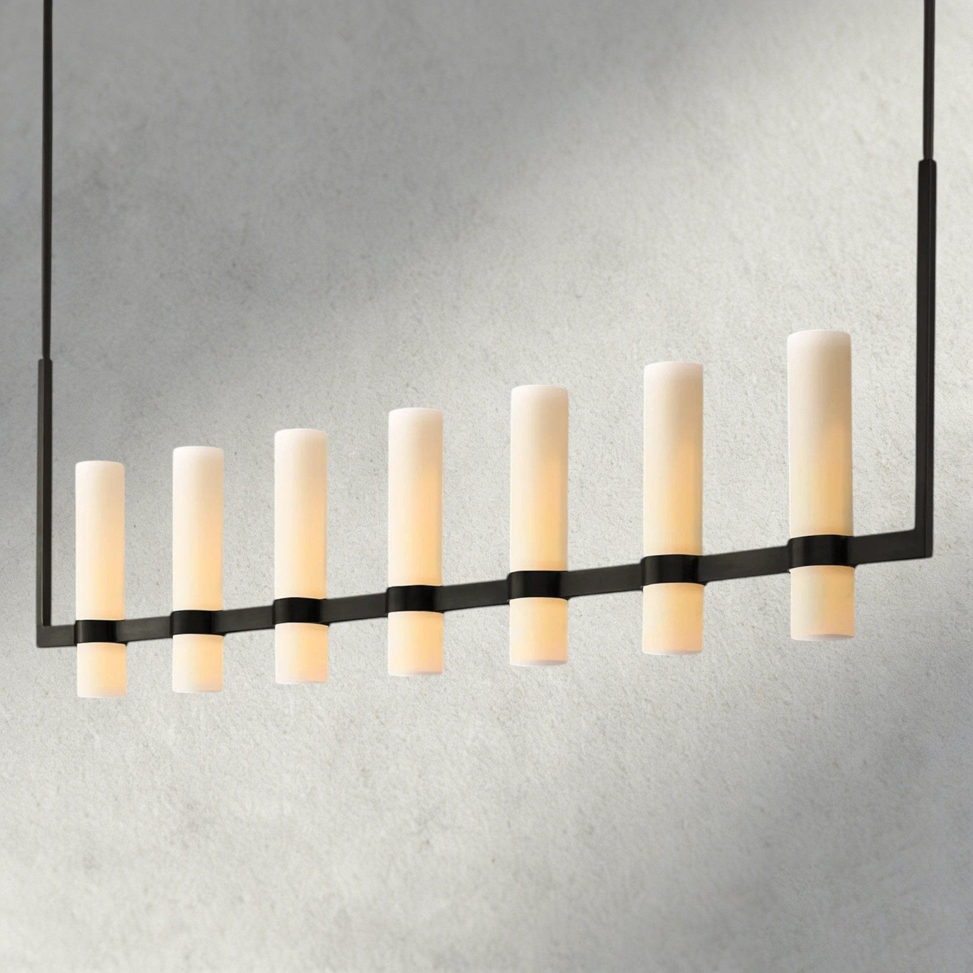 Ravay Linear Milk Glass Chandelier 59", 71" - GILDLAMPS