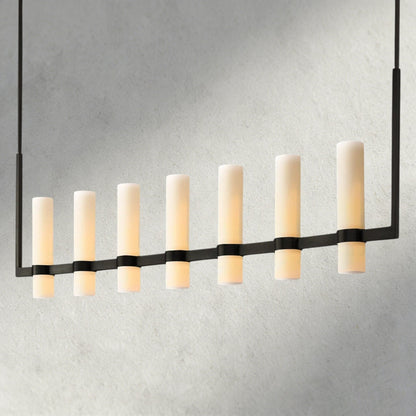 Ravay Linear Milk Glass Chandelier 59", 71" - GILDLAMPS