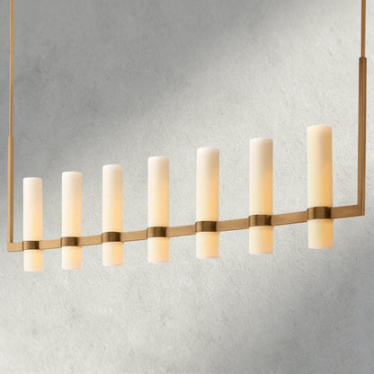 Ravay Linear Milk Glass Chandelier 59", 71" - GILDLAMPS