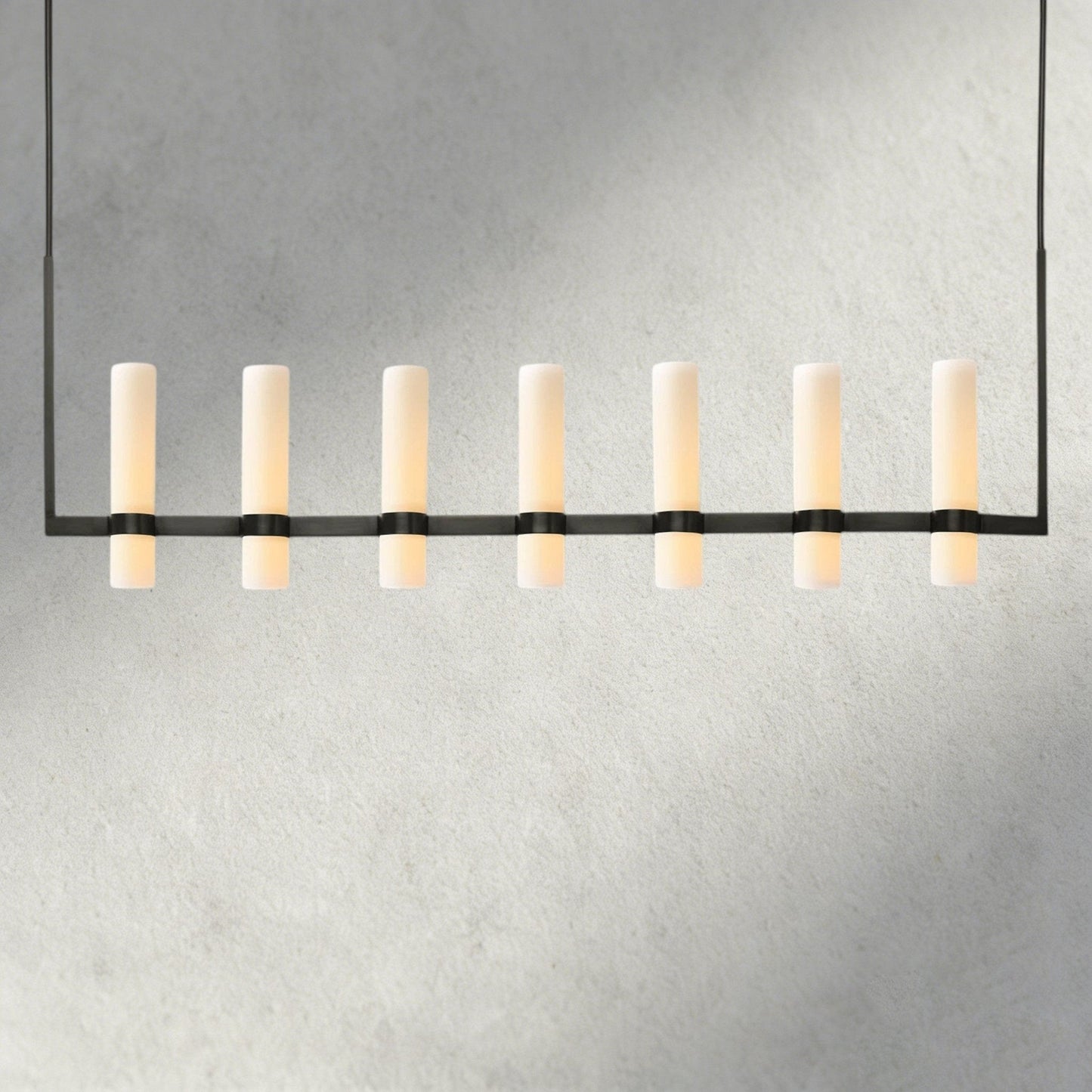 Ravay Linear Milk Glass Chandelier 59", 71" - GILDLAMPS