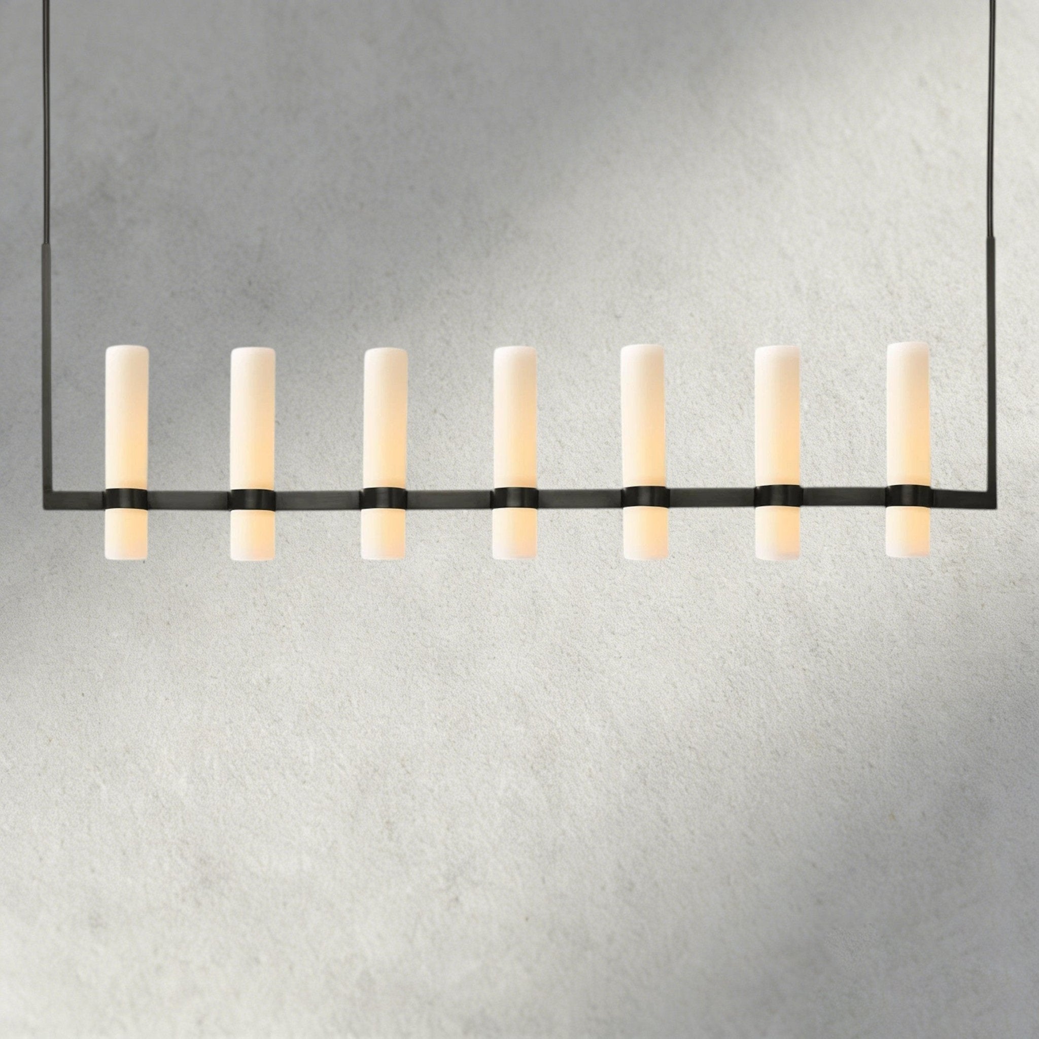 Ravay Linear Milk Glass Chandelier 59", 71" - GILDLAMPS