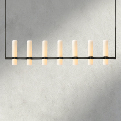 Ravay Linear Milk Glass Chandelier 59", 71" - GILDLAMPS