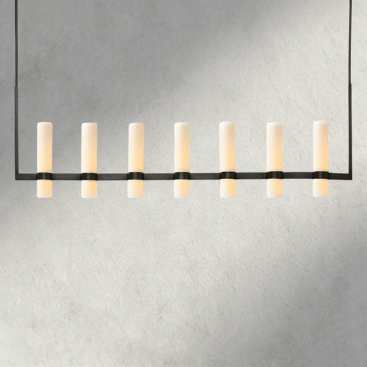 Ravay Linear Milk Glass Chandelier 59", 71" - GILDLAMPS