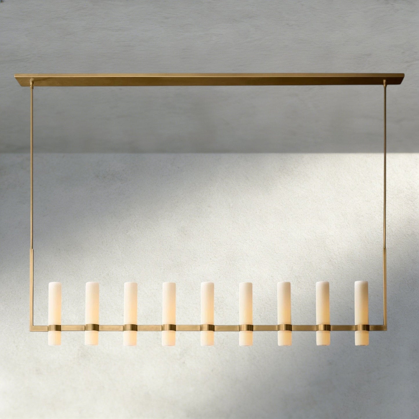 Ravay Linear Milk Glass Chandelier 59", 71" - GILDLAMPS
