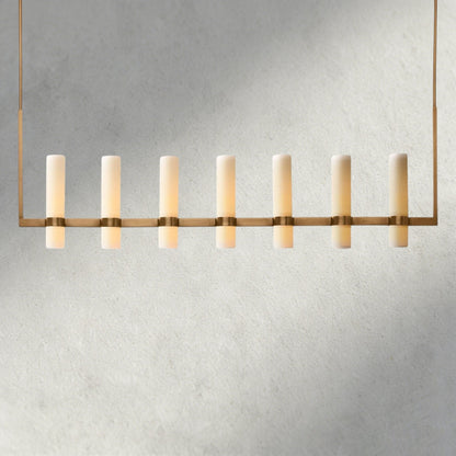 Ravay Linear Milk Glass Chandelier 59", 71" - GILDLAMPS