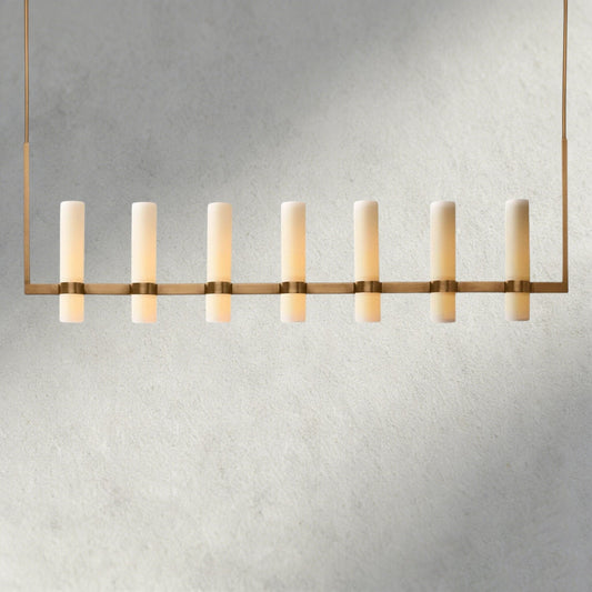 Ravay Linear Milk Glass Chandelier 59", 71" - GILDLAMPS