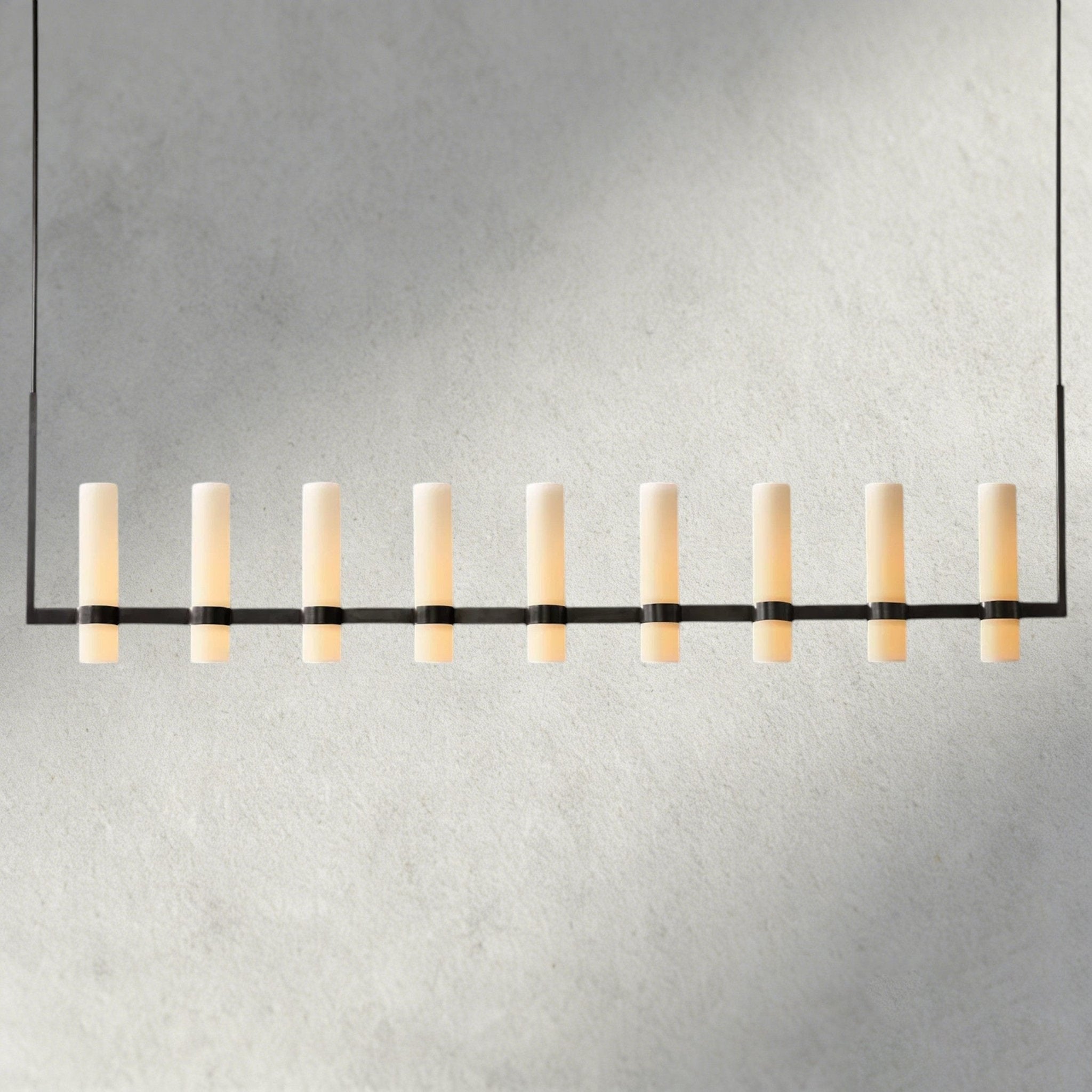 Ravay Linear Milk Glass Chandelier 59", 71" - GILDLAMPS