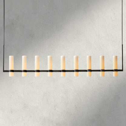 Ravay Linear Milk Glass Chandelier 59", 71" - GILDLAMPS