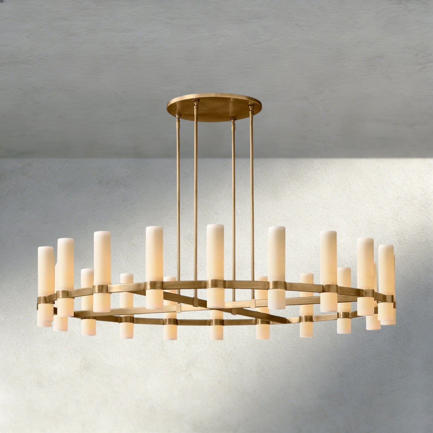 Ravay Round Milk Glass Chandelier 36", 48", 60" - GILDLAMPS