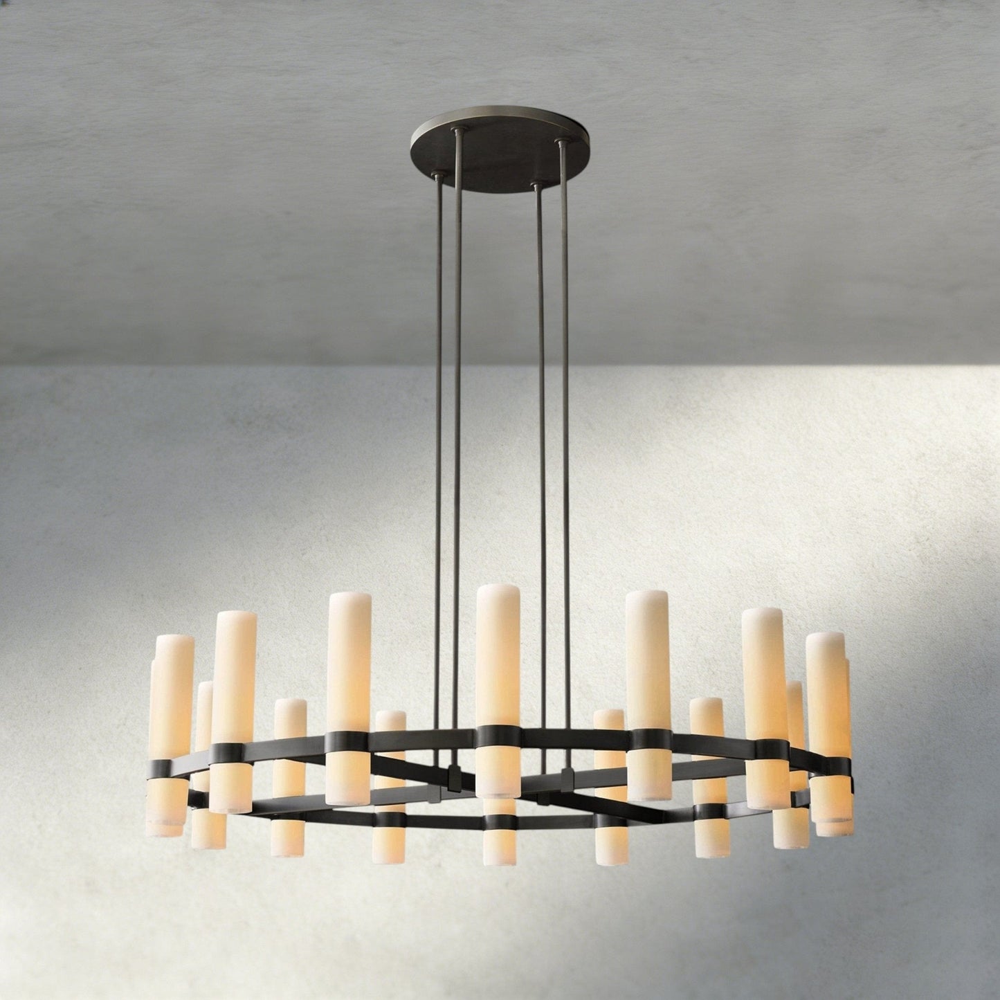 Ravay Round Milk Glass Chandelier 36", 48", 60" - GILDLAMPS