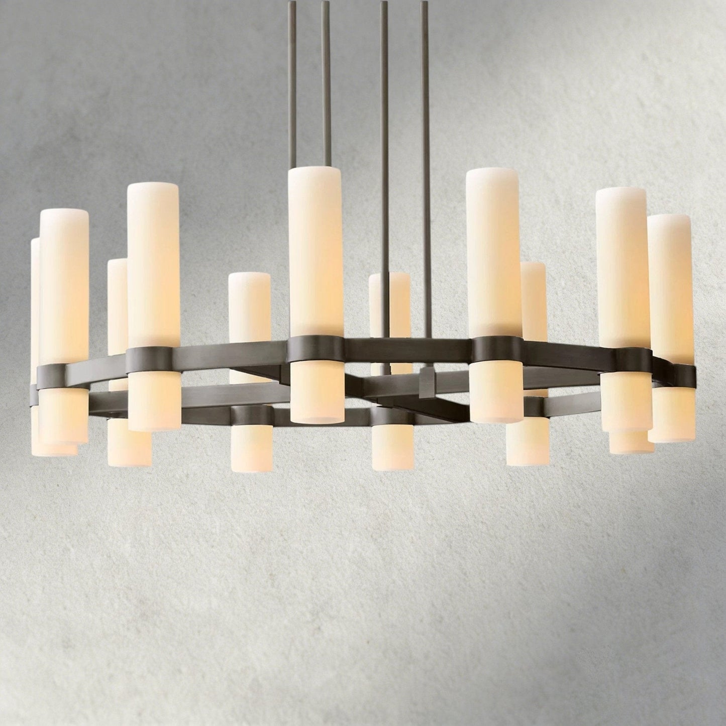 Ravay Round Milk Glass Chandelier 36", 48", 60" - GILDLAMPS