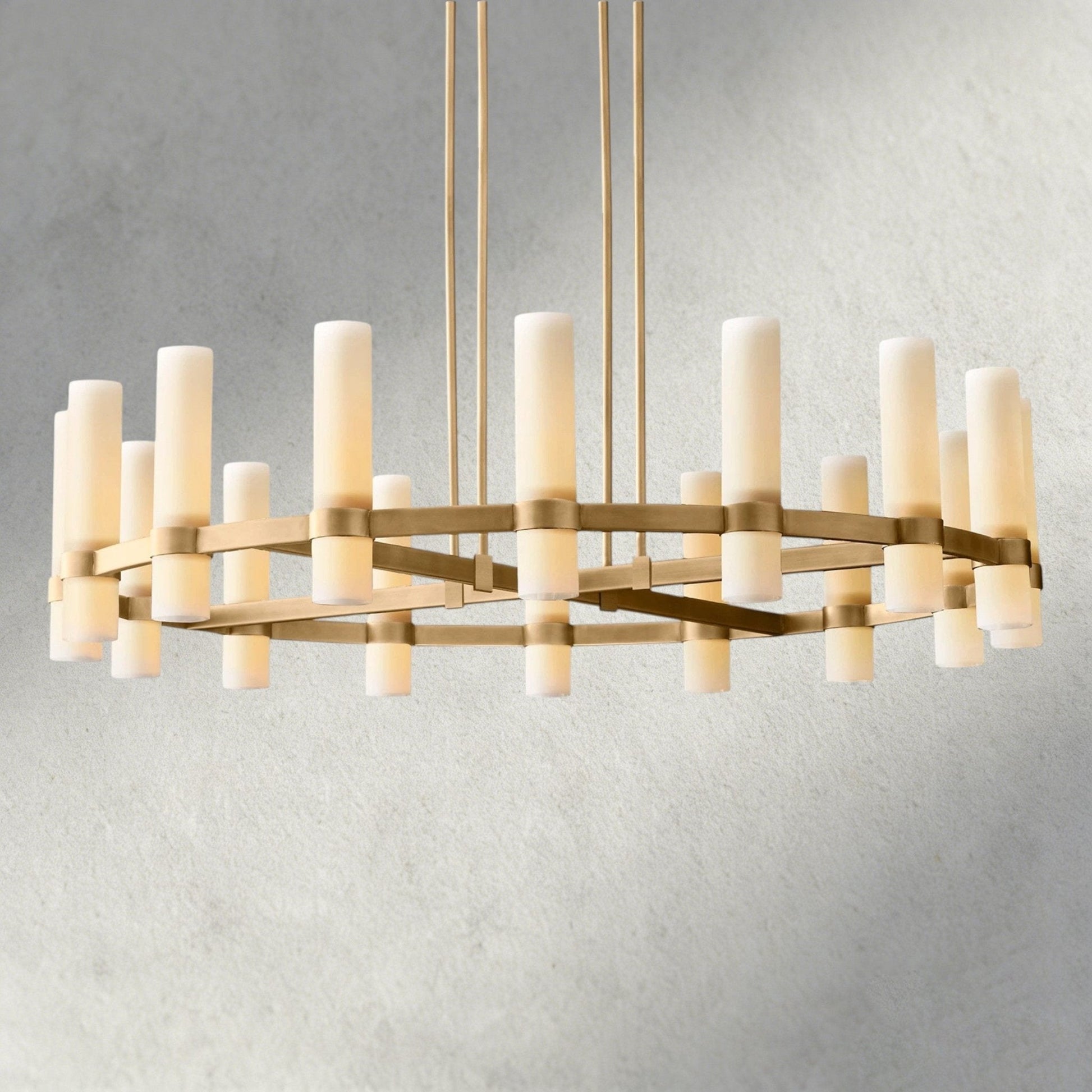 Ravay Round Milk Glass Chandelier 36", 48", 60" - GILDLAMPS