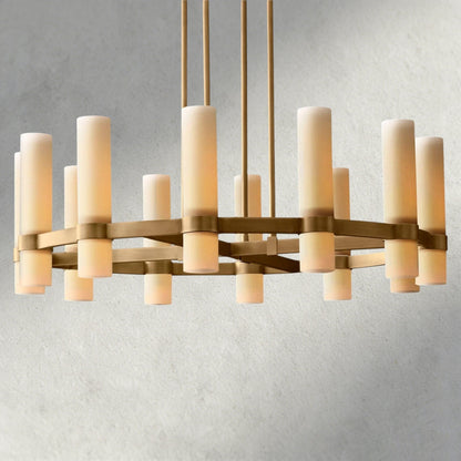 Ravay Round Milk Glass Chandelier 36", 48", 60" - GILDLAMPS