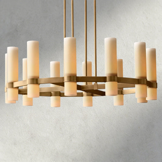 Ravay Round Milk Glass Chandelier 36", 48", 60" - GILDLAMPS
