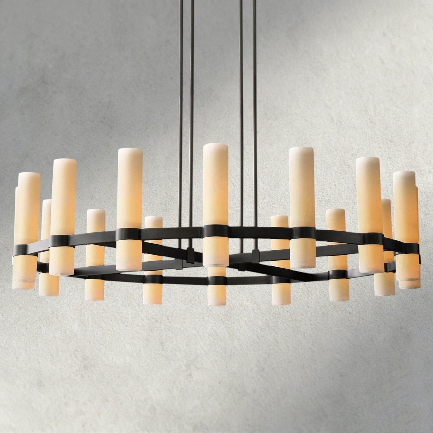 Ravay Round Milk Glass Chandelier 36", 48", 60" - GILDLAMPS